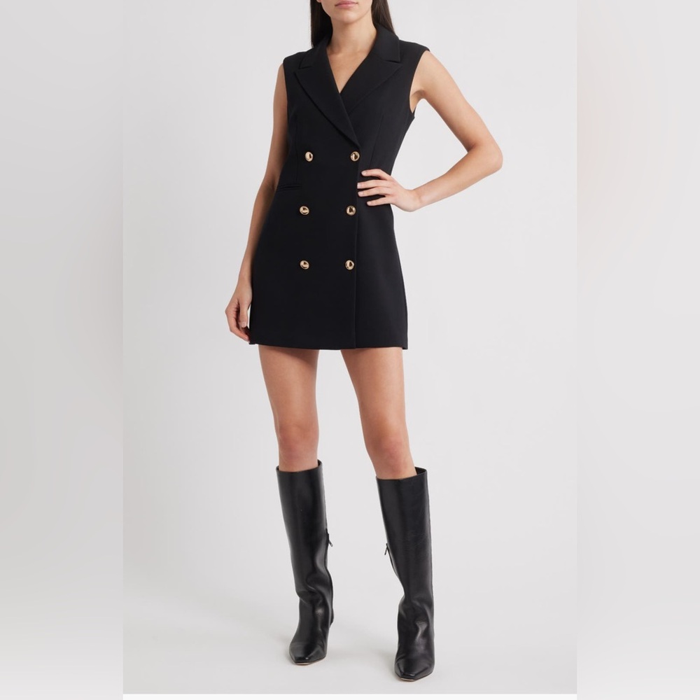 French Connection Black Whisper Sleeveless Blazer Dress XXS/2 size - Picture 2 of 7